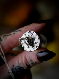 The Necromancer - Silver, Glass, Coffin Nail, and Raw Ruby Vial Necklace