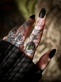 L'Œil de l'Ouroboros - Bague en actinolite et argent