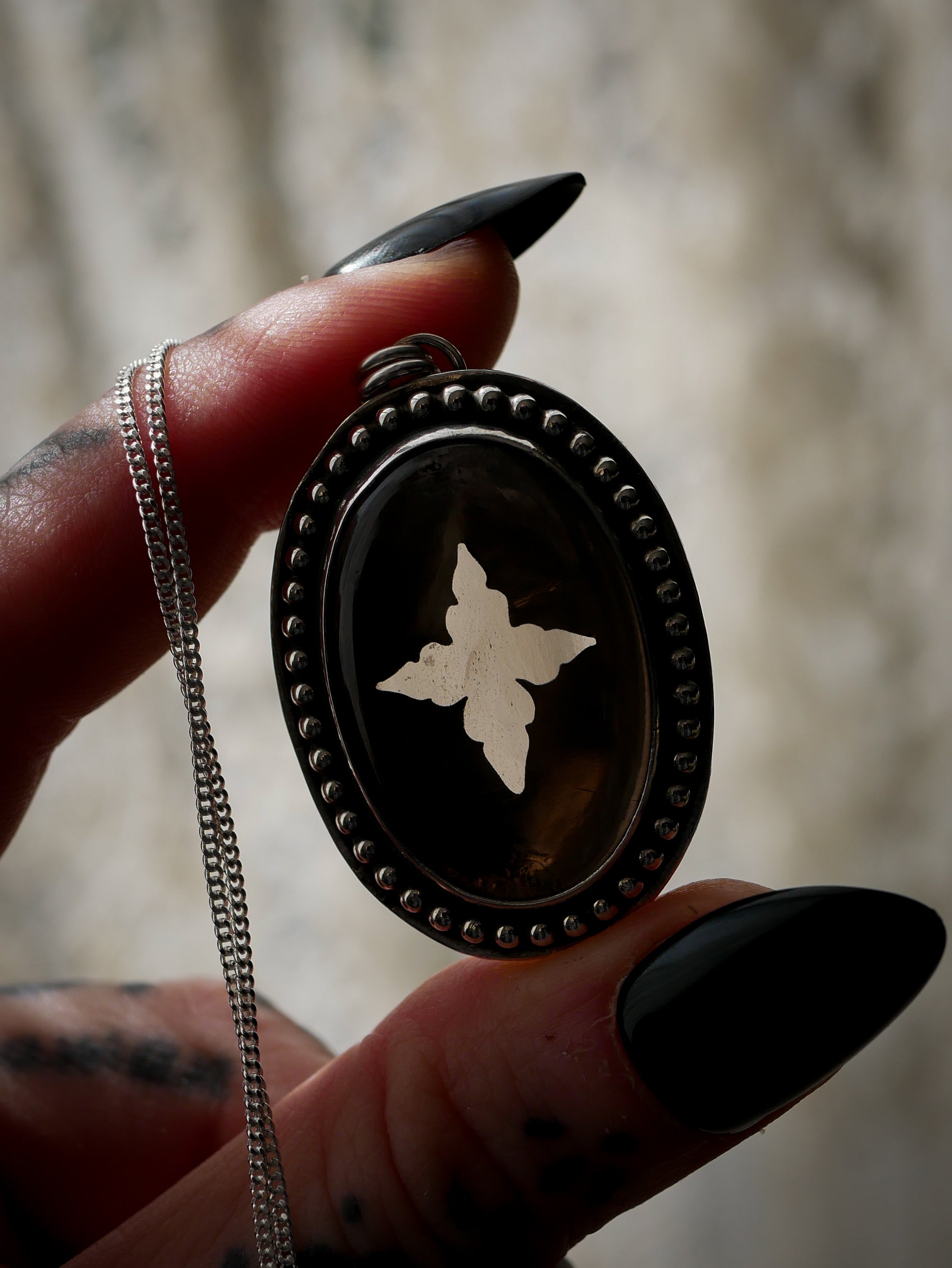 La Dame Blanche - Collier en quartz fumé et argent