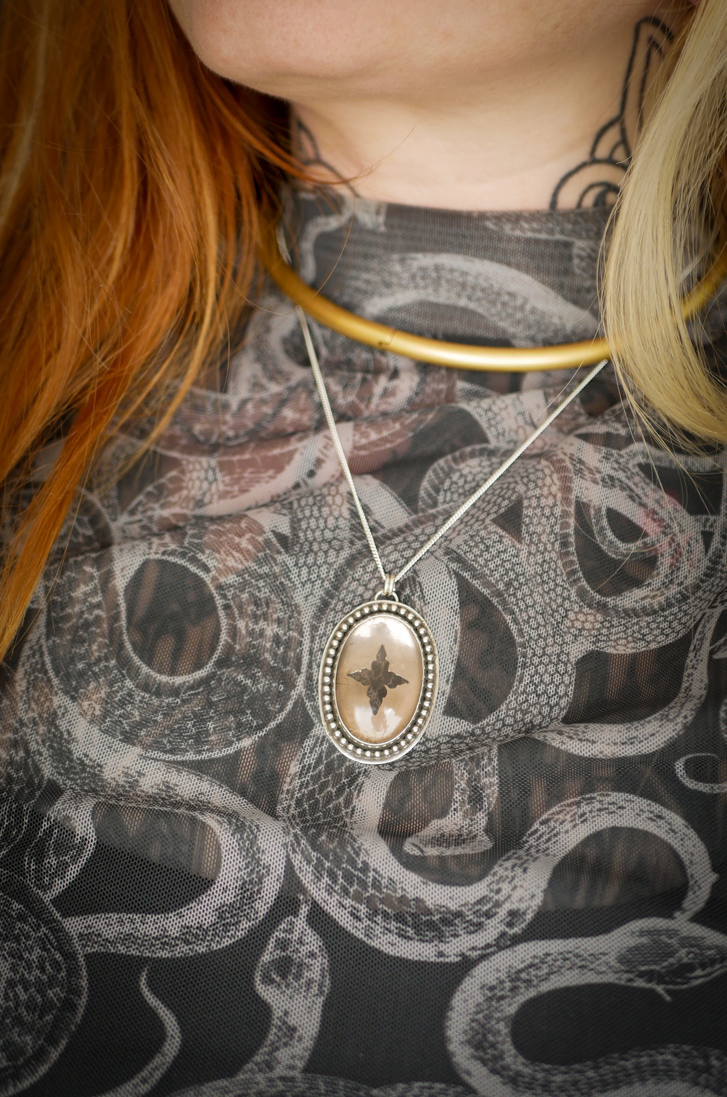 La Dame Blanche - Collier en quartz fumé et argent