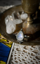 Déesse de Glace - Bague en pierre de lune arc-en-ciel (péristérite) et argent