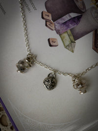 Alice Kyteler - Collier en diamant Herkimer et argent, pendentif gothique forgé