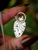 Moonchild - Collier en pierre de lune pêche véritable et argent, lune forgée