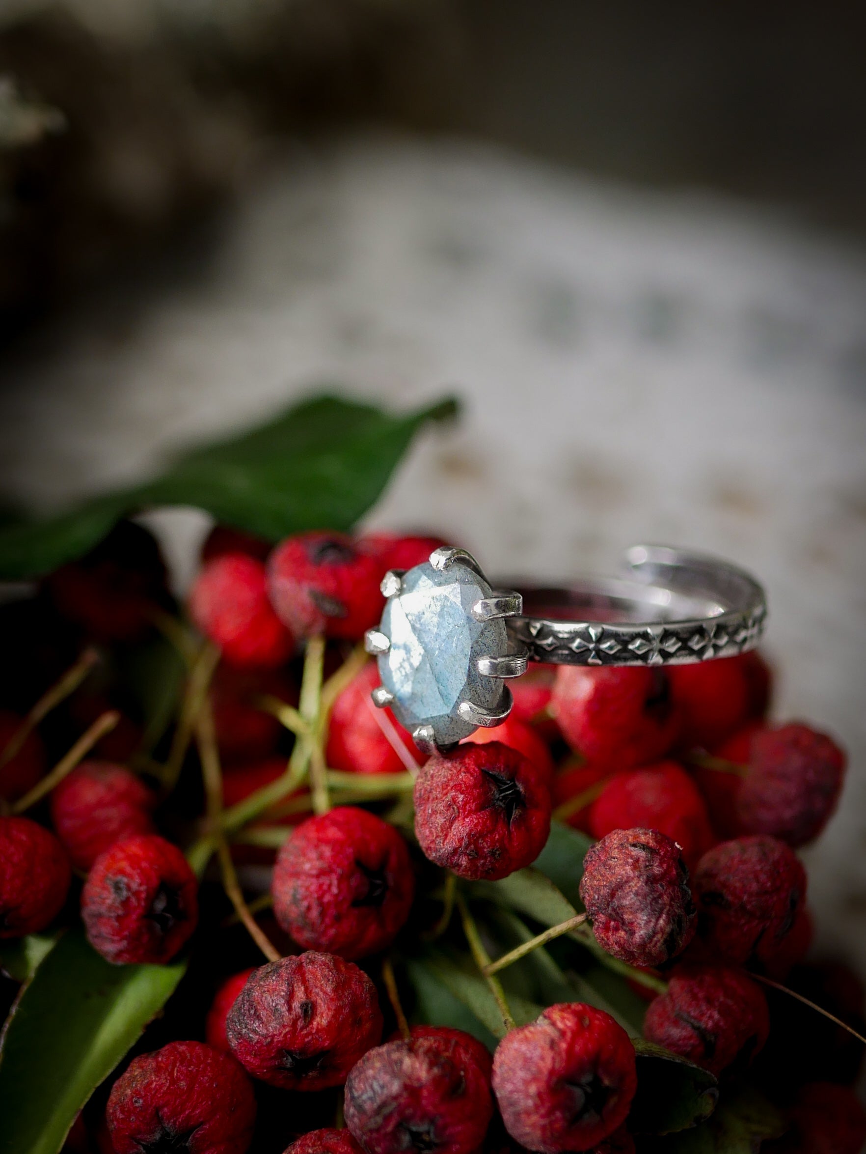 L'Occhio della Pizia - Anello in labradorite sfaccettata e argento