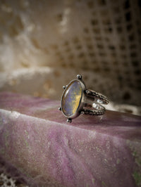 Fae - Opale de Lightning Ridge et quartz clair, argent