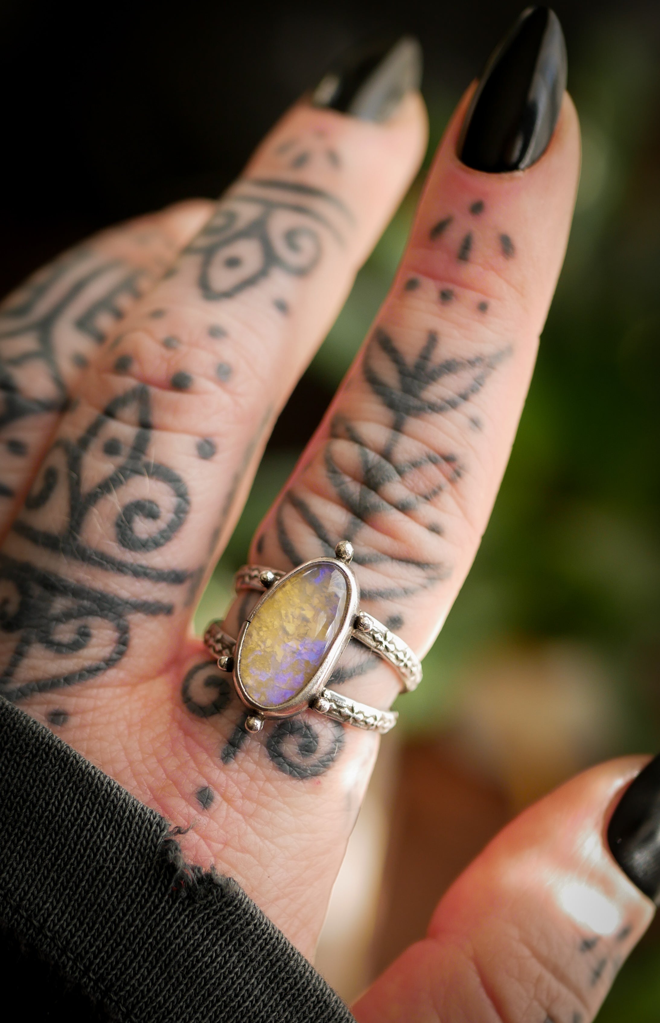 Fae - Opale de Lightning Ridge et quartz clair, argent