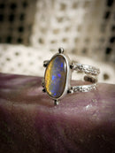 Fae - Opale de Lightning Ridge et quartz clair, argent