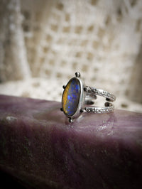 Fae - Opale de Lightning Ridge et quartz clair, argent