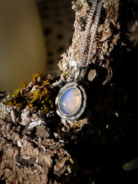 Starseed - Collier en opale de Lightning Ridge et quartz clair, argent