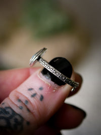 Poussière d'Etoiles - Bague en opale de Lightning Ridge, quartz clair et argent