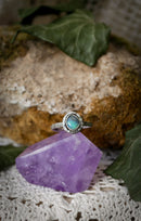 Poussière d'Etoiles - Bague en opale de Lightning Ridge, quartz clair et argent