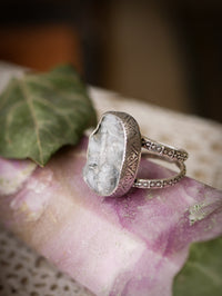 Viaggio astrale - Anello in drusa di diaspro del deserto e argento