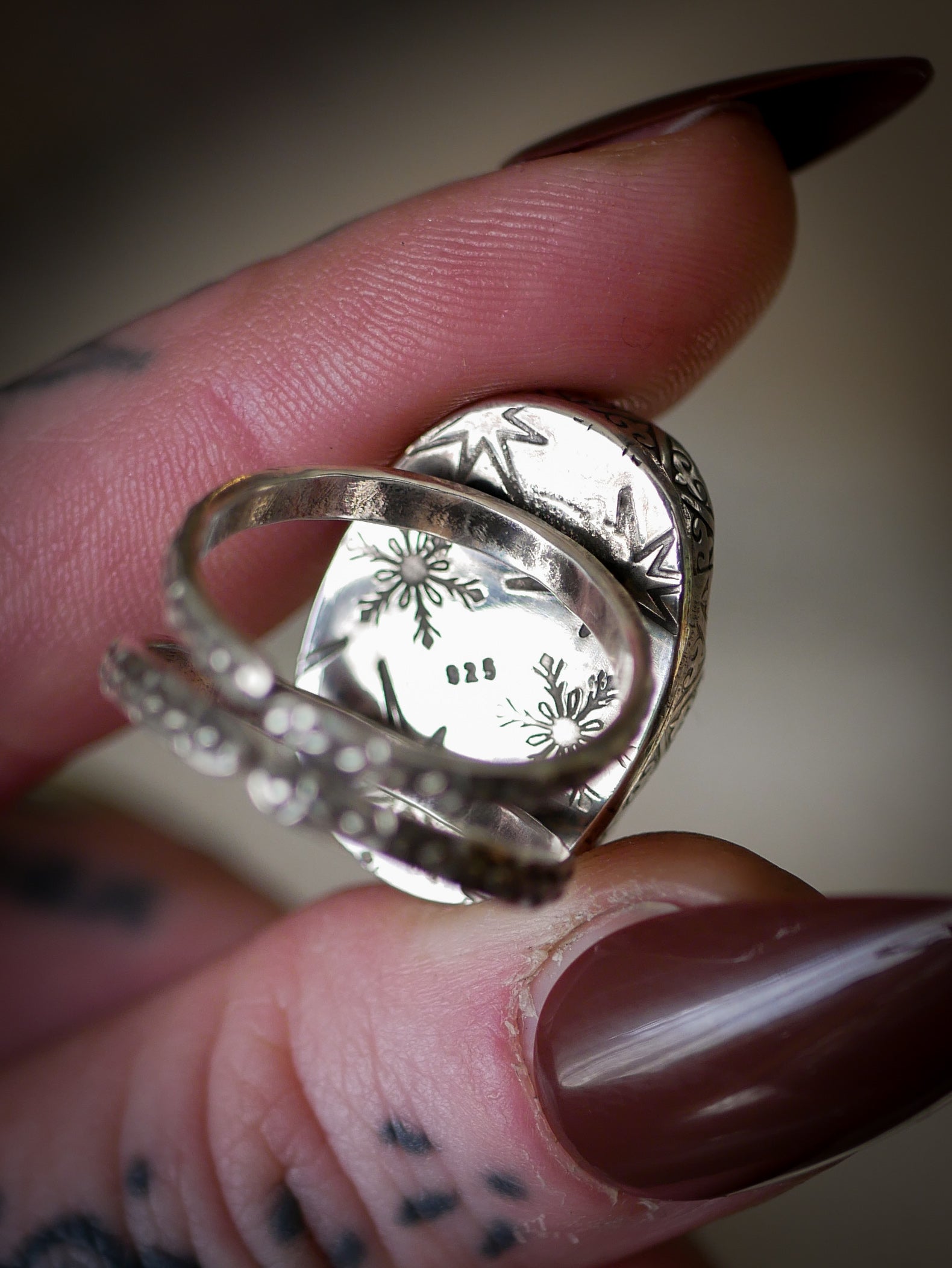 Viaggio astrale - Anello in drusa di diaspro del deserto e argento