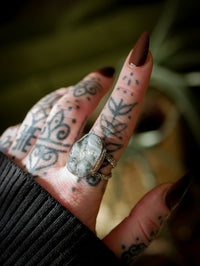 Viaggio astrale - Anello in drusa di diaspro del deserto e argento