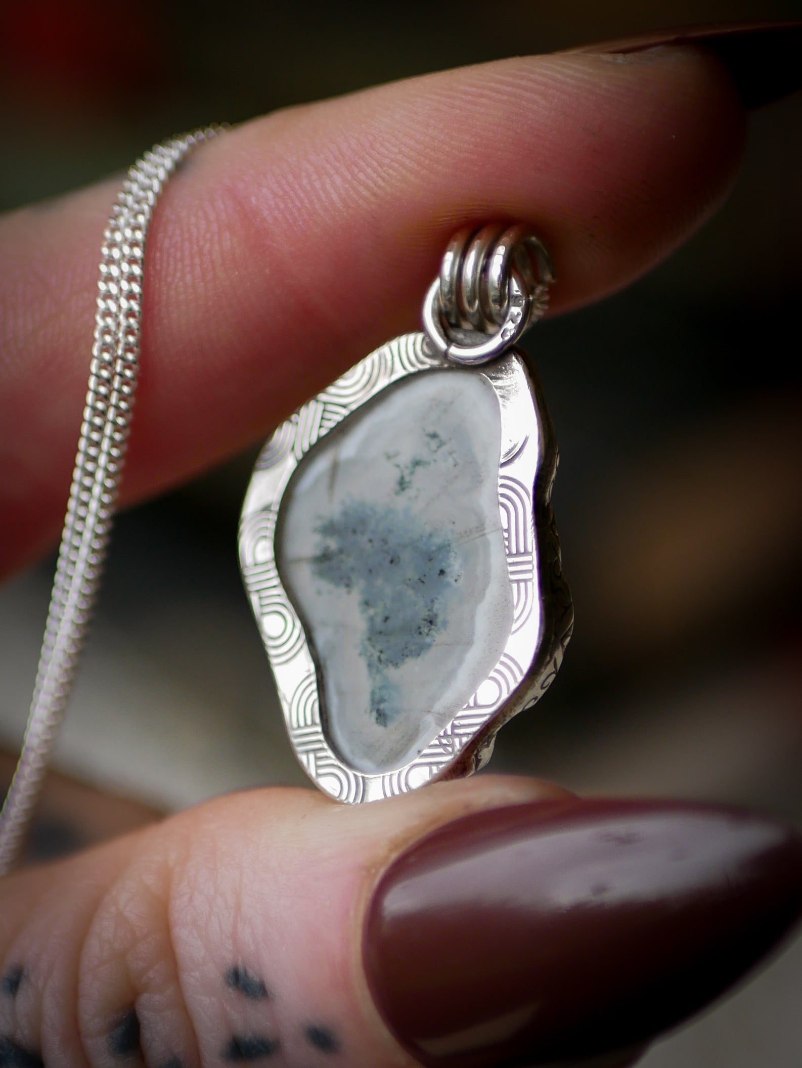 Il Portale - Collana in fette di agata muschiata e argento