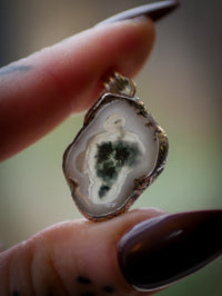 Il Portale - Collana in fette di agata muschiata e argento