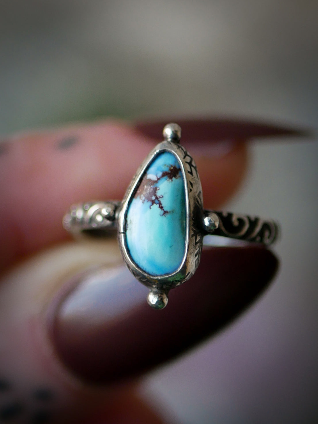 Divination - Bague en turquoise Golden Hill et argent
