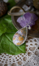 Le Pentagramme - Collier en jaspe océan et argent, pentagramme en laiton au dos