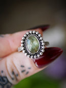 L'Arcane - Bague en cyanite vert menthe facettée et argent