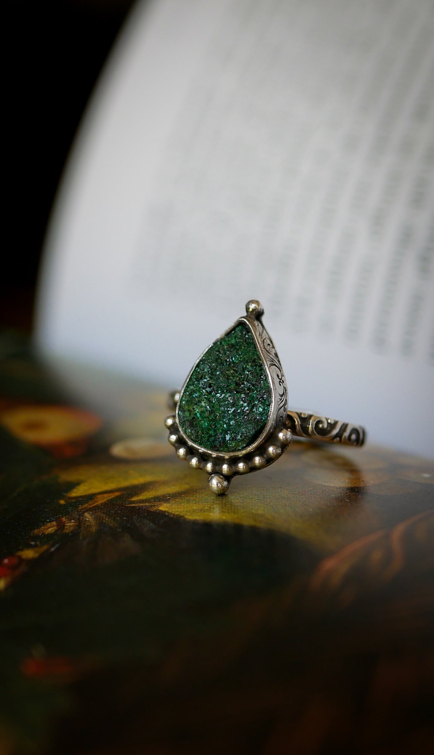 L'Esprit des Sous-Bois - Bague en malachite druse et argent