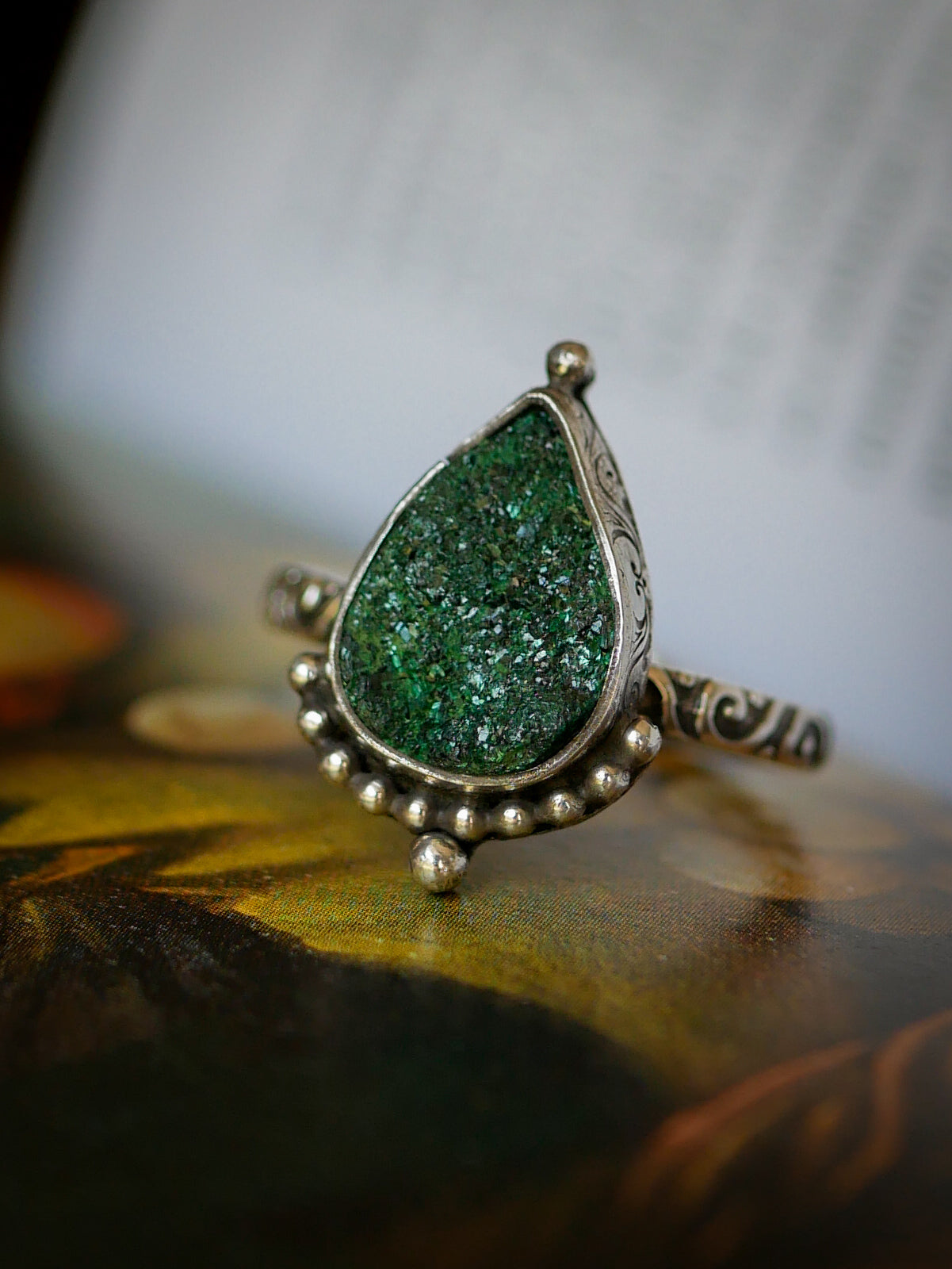 L'Esprit des Sous-Bois - Bague en malachite druse et argent
