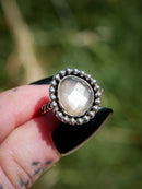 Moon Witch - Bague en pierre de lune grise facettée et argent