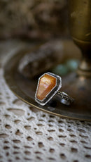 In Memoriam - Bague cercueil en pierre de soleil "pluie de météorites" et argent