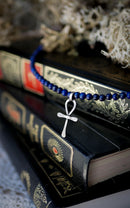 Ankh - Ras-de-cou en perles de lapis lazuli, argent et ankh forgé