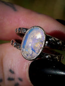 Cieux - Bague en opale de Lightning Ridge et quartz clair, argent