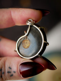 [Réservé] Fortuna - Pendentif en fossile d'ammonite et argent