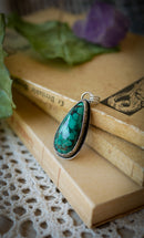 La Croix de Vie - Pendentif en turquoise Hubei, argent vieilli et ankh forgé
