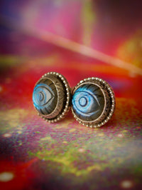 Troisième Œil - Boucles d'oreilles en labradorite bleue et argent