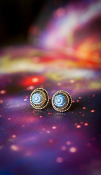 Troisième Œil - Boucles d'oreilles en labradorite bleue et argent