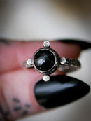 [Réservé] La Lune Noire - Bague en diopside étoile noire et argent