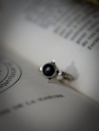 [Réservé] La Lune Noire - Bague en diopside étoile noire et argent