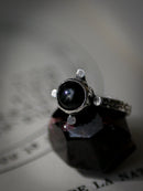 [Réservé] La Lune Noire - Bague en diopside étoile noire et argent