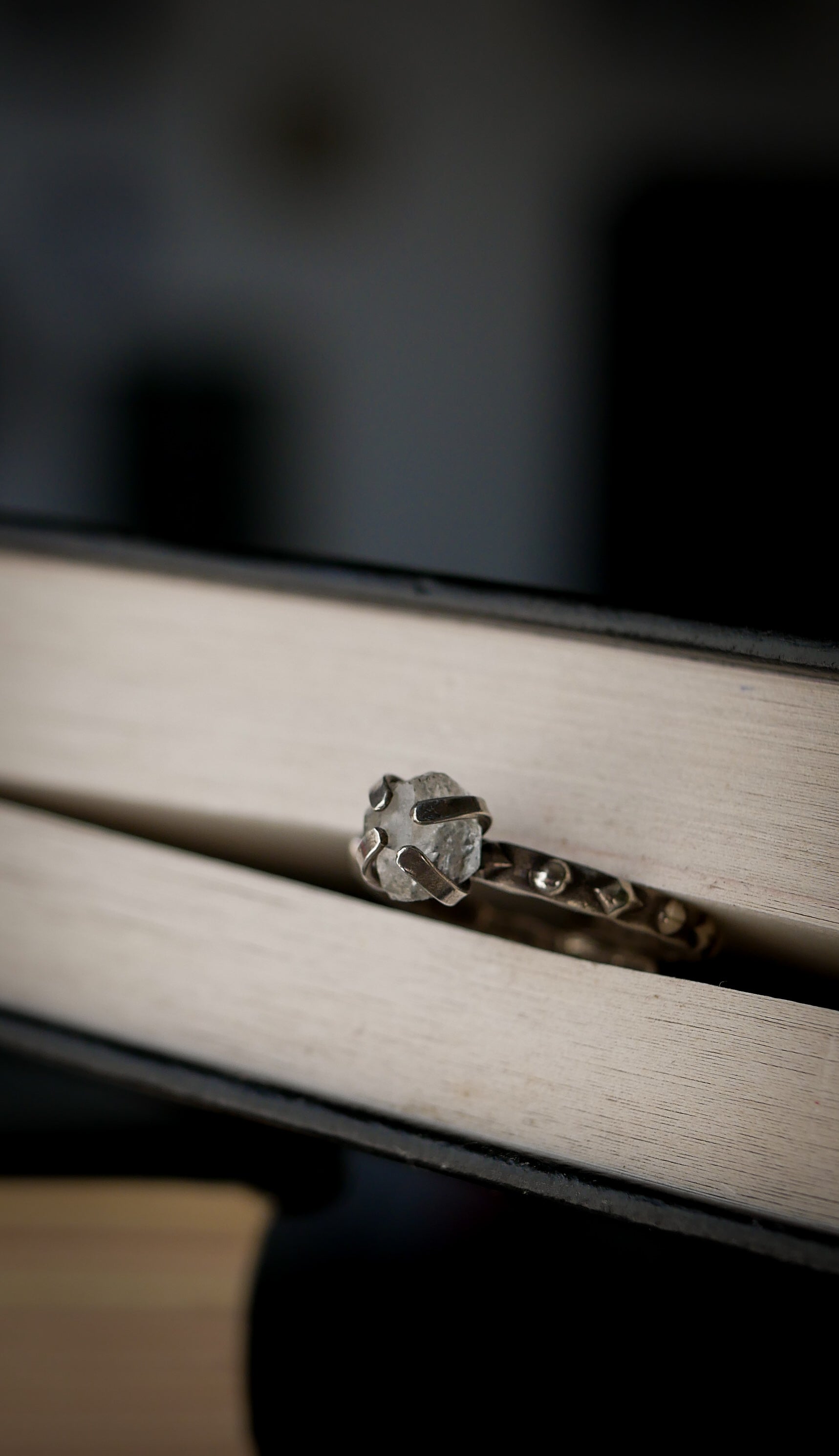 L'Oracle - Bague en diamant Herkimer brut et argent