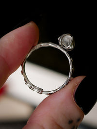 L'Oracle - Bague en diamant Herkimer brut et argent