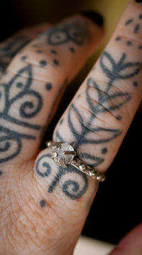 L'Oracle - Bague en diamant Herkimer brut et argent