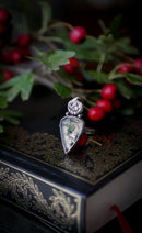 Jack O'Lantern - Bague en agate mousse et argent, citrouille forgée