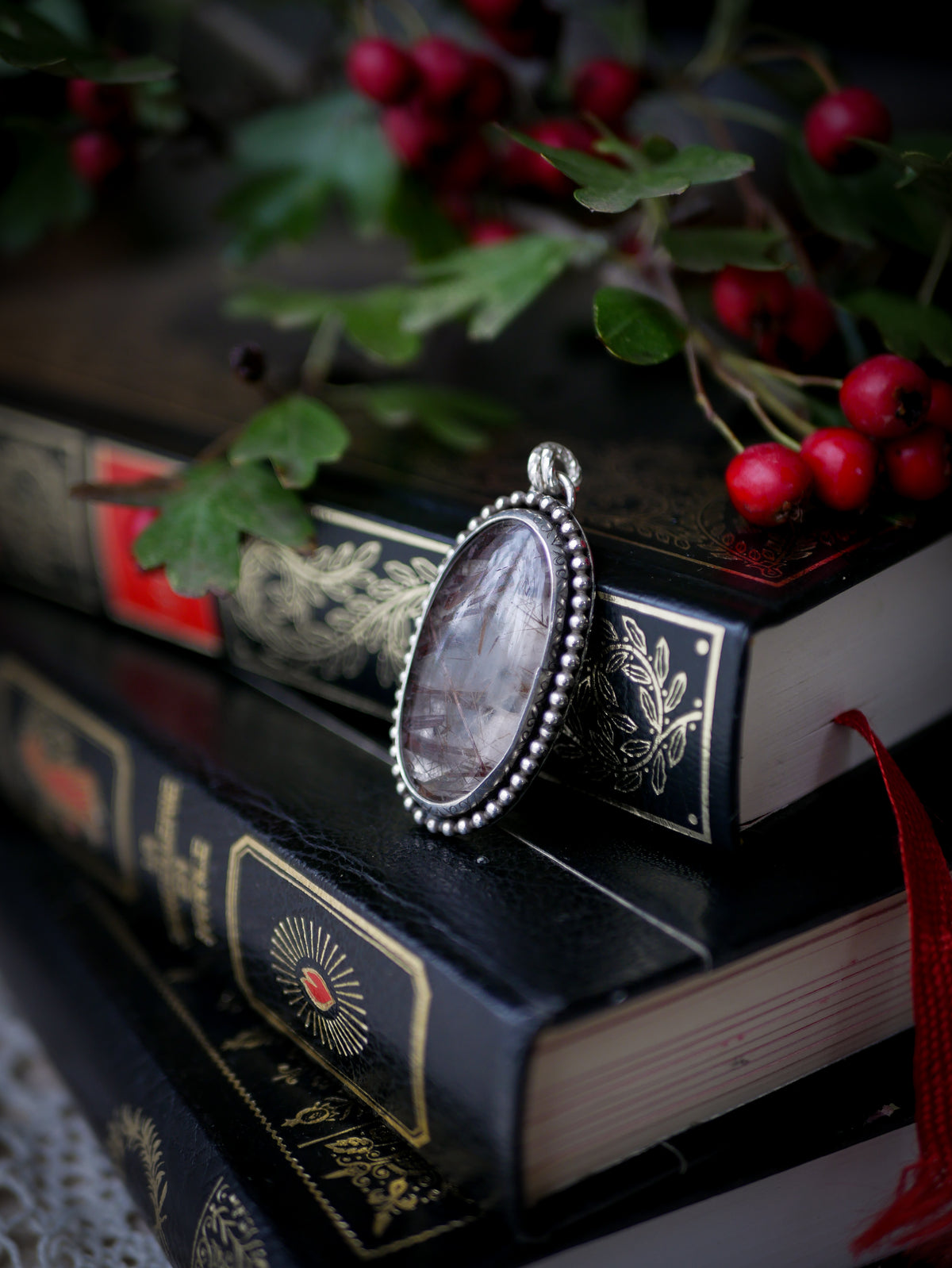 Hereticus - Pendentif en quartz rutile brun et argent
