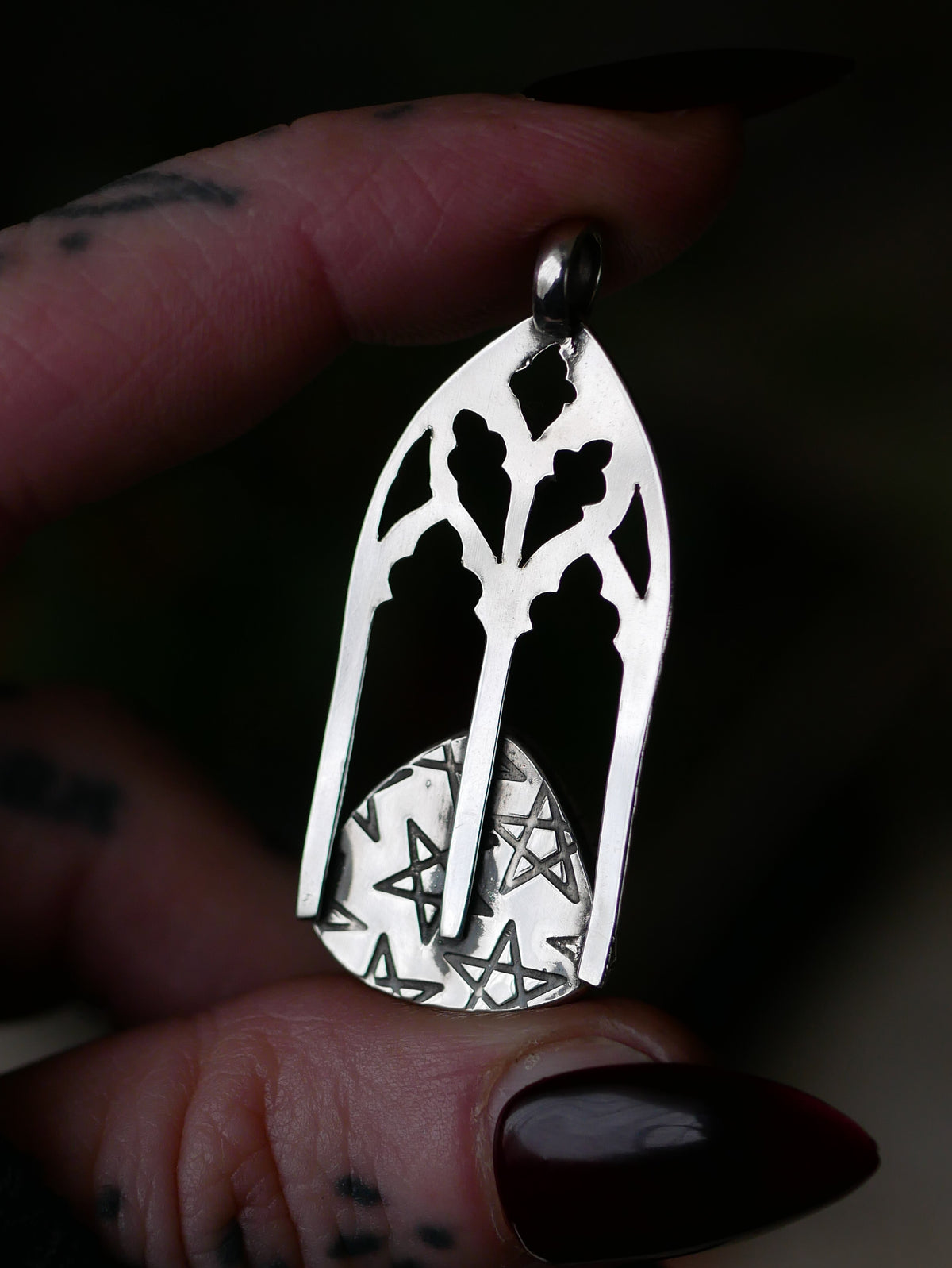 Le Coven - Collier gothique en nuumite et argent