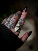 Jack O'Lantern - Bague en agate mousse et argent, citrouille forgée