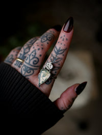 Jack O'Lantern - Bague en agate mousse et argent, citrouille forgée