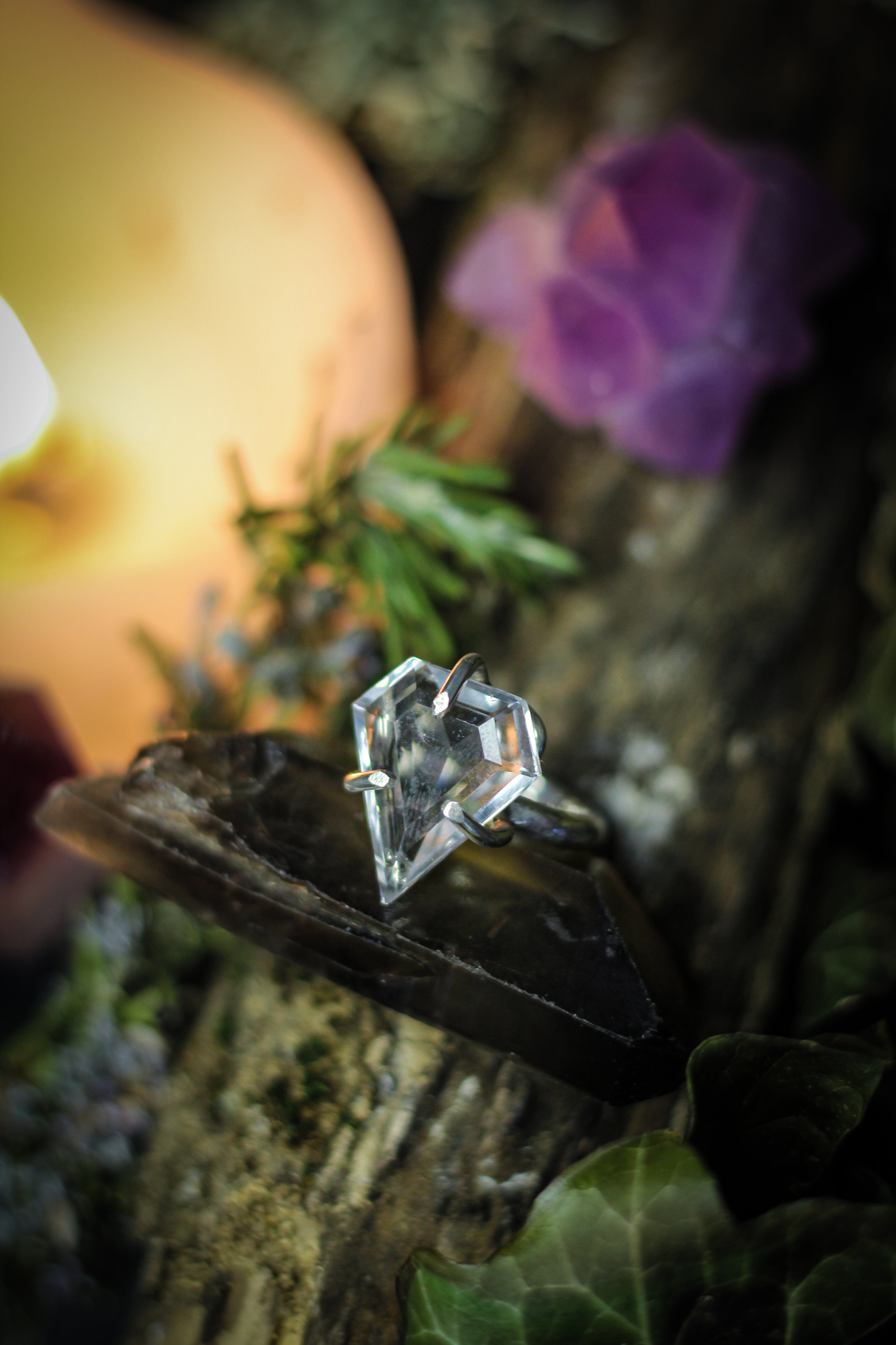 [Réservé] Déesse de Lumière - Bague solitaire en quartz clair (cristal de roche) et argent
