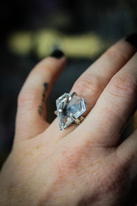 [Réservé] Déesse de Lumière - Bague solitaire en quartz clair (cristal de roche) et argent